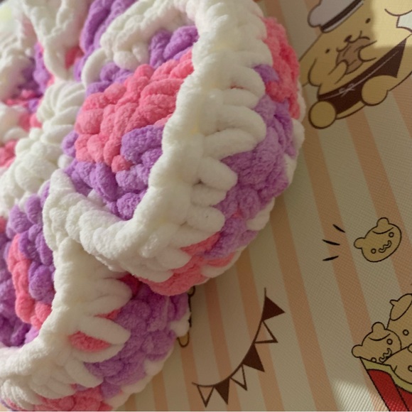 Crochet Pink, Purple and White Flower Design Bag - Picture 13 of 16